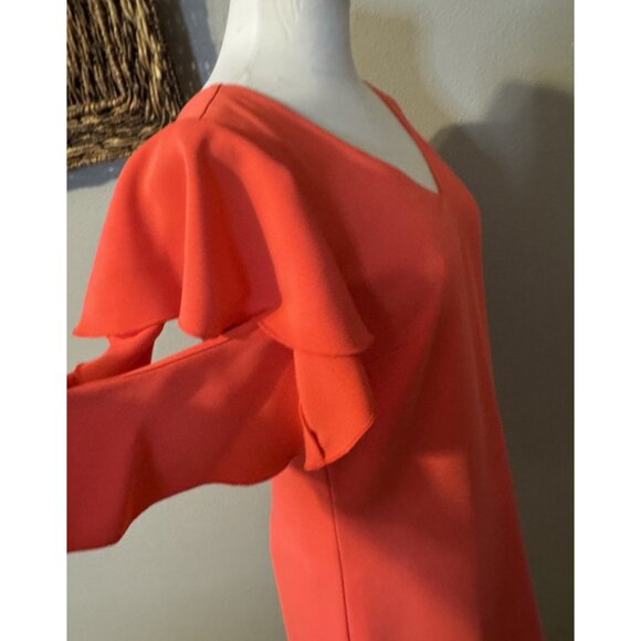 Trina Turk Traverse Tie Back Dress S Small Coral Lilly Flutter Sleeve NEW - Picture 5 of 14